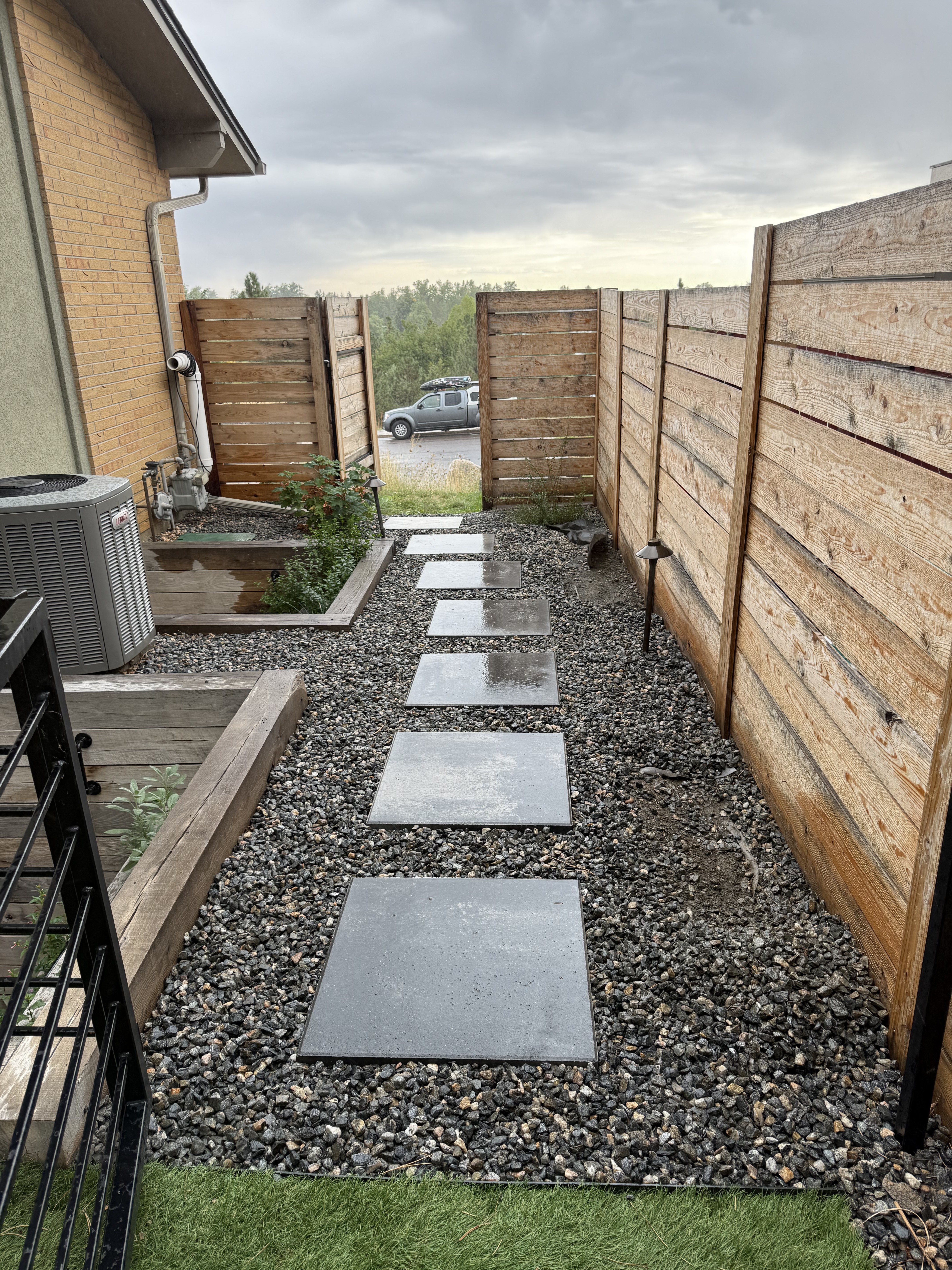 Wildfire mitigation paver pathway