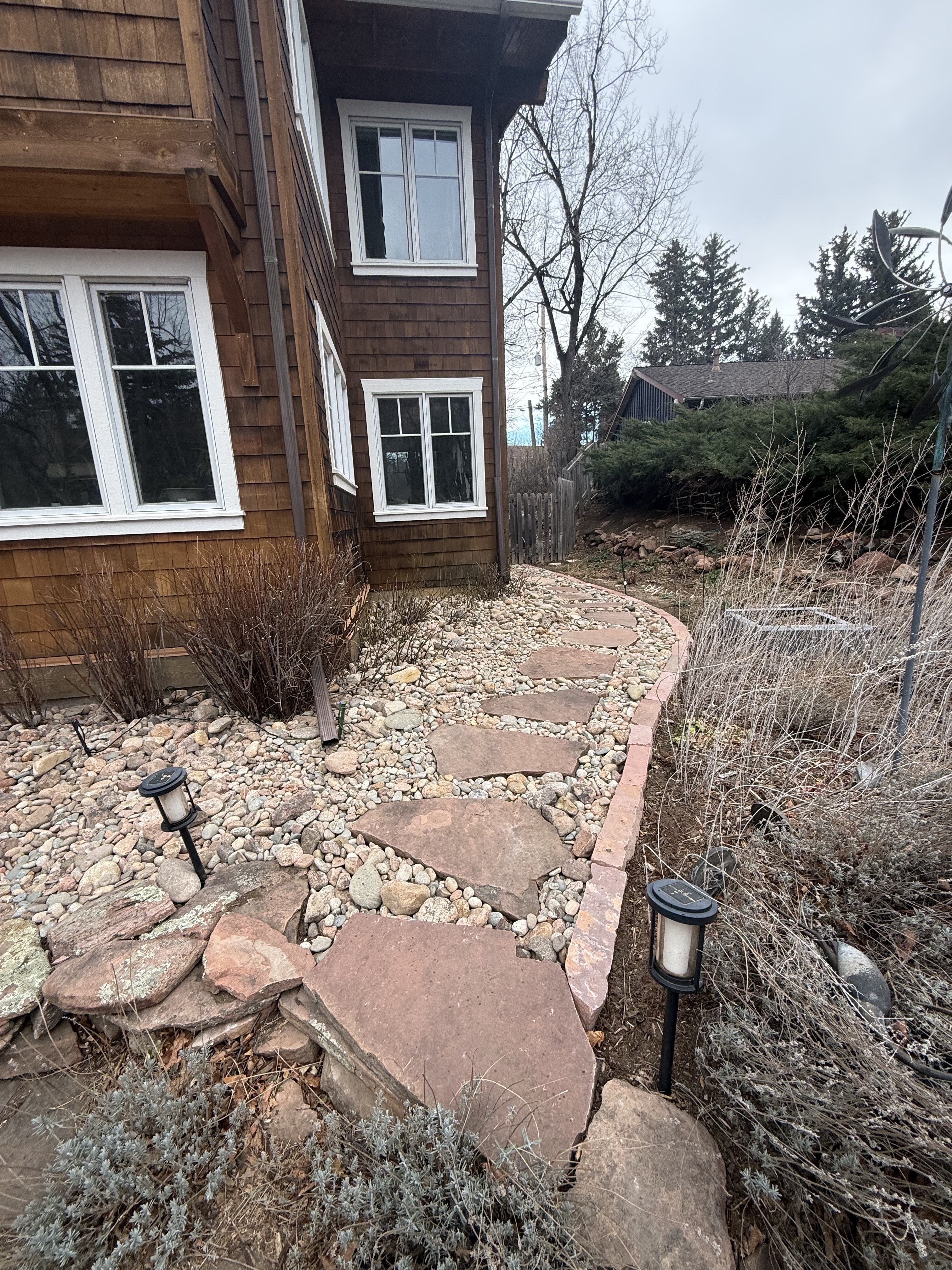 Wildfire mitigation flagstone path